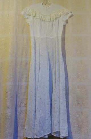 Vtg 30s Sheer Organdy Floral Fit Flare Summer Tea Lawn Party Long Gown Dress Sm