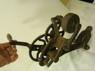 Antique Vintage Old Tools Hand Crank Bench Grinder 1902 patent by Landis 7