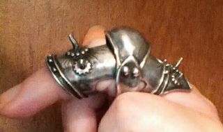 Vintage Sterling Silver March Noir Of Canada Full Finger Bendable Armor Ring