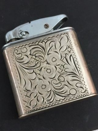 Vintage Unmarked Pocket Lighter With And Engraved.  835 Silver Wrap