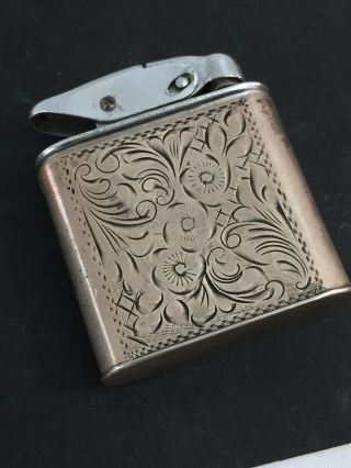 Vintage Unmarked Pocket Lighter With And Engraved.  835 Silver Wrap 2