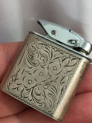 Vintage Unmarked Pocket Lighter With And Engraved.  835 Silver Wrap 4