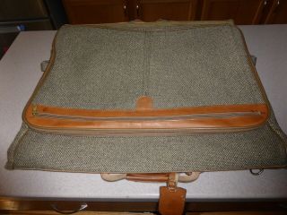 Vintage Hartmann Luggage Tweed Leather Garment Bag Luggage Suitcase 24 "