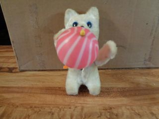 Vintage Furry Wind Up Cat With A Ball Korea