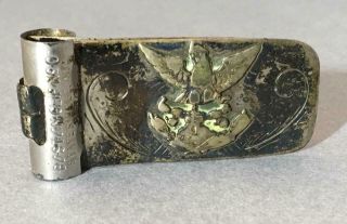 Old Antique Military Boston Money Clip Co Sterling Silver Eagle Mexico Signed
