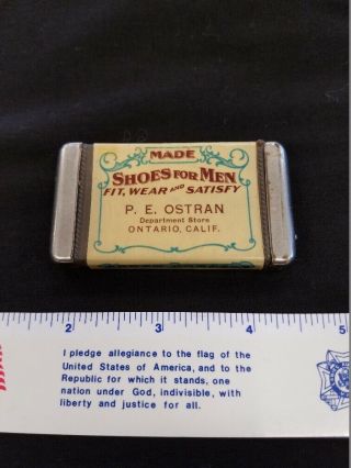Antique Advertising Match Safe P.  E.  Ostran Department Store Shoe Ad