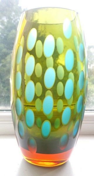 Vintage Museum Quality Scandinavian Aseda Sommerso Facet Cut Art Glass Vase 60 