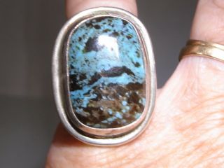 Vintage Sterling Silver Turquoise Ring Sz.  7 Unique