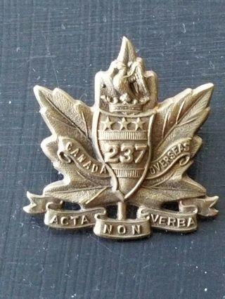 Wwii Canada British 237th Infantry Cap Medal Badge