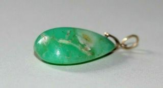 Antique 9ct Gold Pendant With Large Green Natural Gemstone.  Jade.  ?