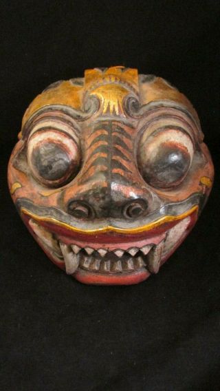 Vintage Hand Carved Wood Balinese Bali,  Native Ceremonial Demon Mask.  Asian Nr