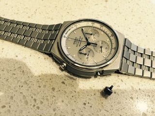 VINTAGE 7A28 SEIKO QUARTZ Chronograph WATCH STAINLESS STEEL SAMPLE NO MOVEMENT 4