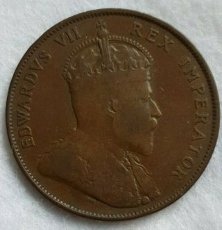 1908 king Edward VII,  British,  Cyprus,  1 Piastre Coin - Very Rare - KEY DATE 2