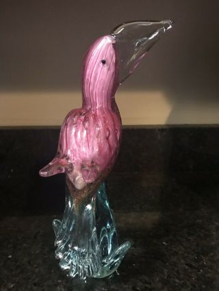 Vintage Murano Glass Pink Multi - Color Cockatoo Parrot Bird Stunning 2
