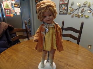 Vintage 22 " Shirley Temple Composition Doll,  Orig Dress,  Coat,  Hat & Pin,  1934
