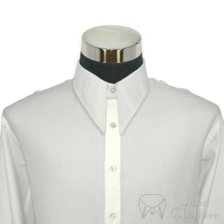 Mens Spear Point Vintage Collar Shirt White Steps Cotton 1930s Classic Wwii Gent