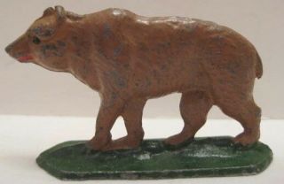 Unusual Antique Metal Toy Brown Bear 2 " Germany 1920s - 30s