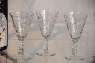 Vintage CRYSTAL Diamond Optic Wine glasses,  Set of 4,  circa 1950 ' s, 6