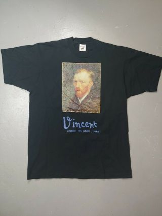 Vintage Vincent Van Gogh T - Shirt Single Stitch Fruit Of The Loom Size Xl Rare