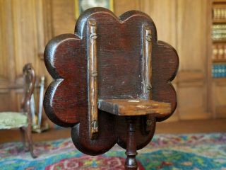 Antique Vintage Dollhouse Miniature Artisan Scalloped Edge Tilt Top Table 1:12 7