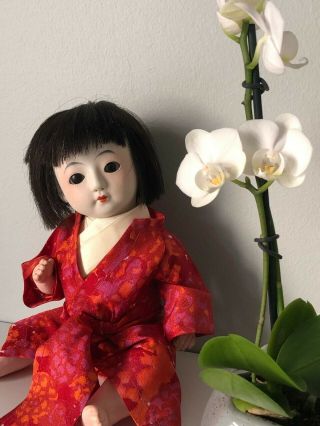 Rare Antique Bisque Head 10 " Japanese (?) Doll With Sleepy Eyes