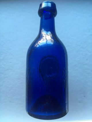 Antique Kimball & Co Deep Cobalt Blue Soda Bottle 1852 - 1856 Improved Pontil Mark