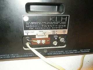 1960s Vintage KLH Model Twenty One 21 FM Table Radio Walnut Cabinet - 3