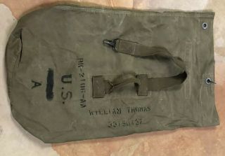 Ww2 Us Army Canvas Duffel Bag 1944 Veteran Named Thomas Duffle
