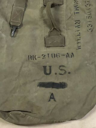WW2 US Army Canvas Duffel Bag 1944 Veteran Named Thomas Duffle 3