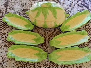 Vintage Corn On The Cob Ceramic Serving Dish Set Serves 6 Perfect 4 Summer Table