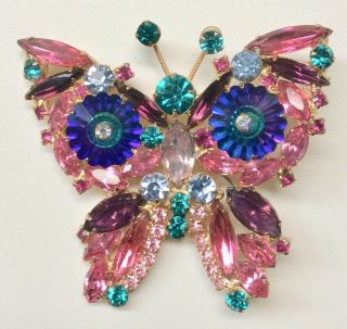 Vintage Juliana Rhinestone Butterfly Brooch Pin