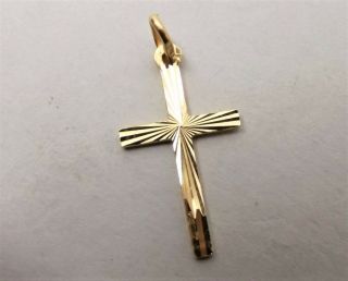Vtg 14k Gold Cross Pendant Christian Symbol 7/8 " Estate Etched Ornate Texture
