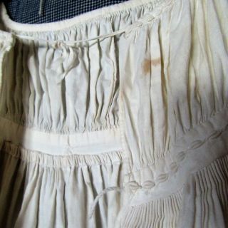 Antique Child’s Baby DRESS 1830 ' s - 1850s WHITE DOLL RUFFLE TRIM SLEEVES SQ NECK 3
