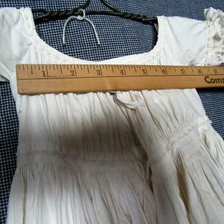 Antique Child’s Baby DRESS 1830 ' s - 1850s WHITE DOLL RUFFLE TRIM SLEEVES SQ NECK 8