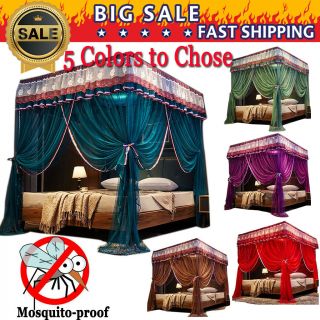 4 Post Functional Bed Canopy Mosquito Net Twin Queen California King,  Frame Post