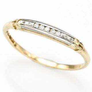 Vintage 14k White & Yellow Gold 0.  025 Tcw Diamond Band Ring 1.  1 Grams Size 6.  25