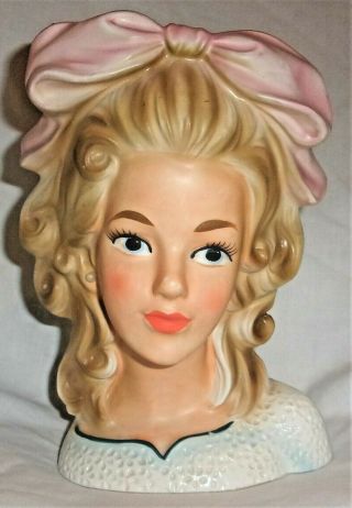 Rare Vintage Enesco Teenage Glamour Smart Girl Headvase Japan 7 " Head Vase From