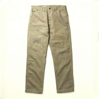 Polo Ralph Lauren Rrl Olive Hbt Repaired Patchwork Military Chinos Trousers $340