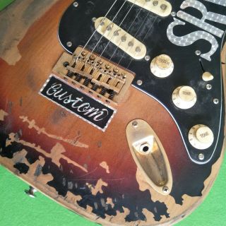 Custom Antique Electric Guitar Handmade Alder Body Black Panel 4