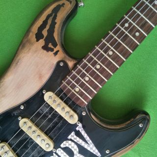 Custom Antique Electric Guitar Handmade Alder Body Black Panel 5