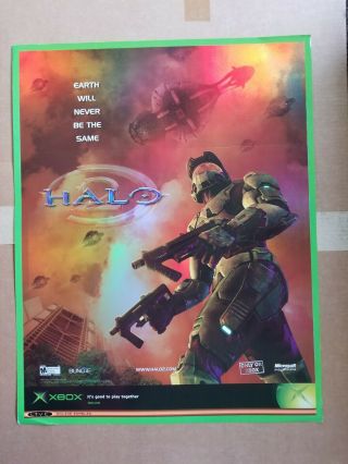 Halo 2 Promotional Launch Embossed Poster 22 " X 28 " Metallic Rare,  Vintage,  Xbox