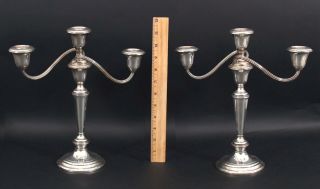 Pair Antique Gorham Sterling Silver 3 - Light Candelabras Candlesticks,  Nr