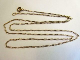 Vintage Solid 9ct Gold 28 Inch Long Fine Box Link Necklace,  Chain - 2.  5g