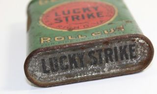 VINTAGE Lucky Strike Sample Size Pocket ADVERTISING TOBACCO TIN Can Patterson 7