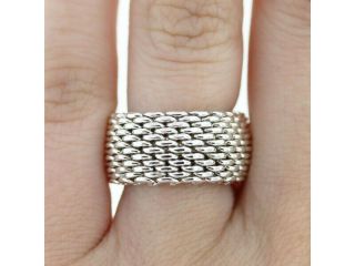 Vintage Tiffany & Co.  T&co.  Sterling Weave Somerset Mesh Band Ring Size 7