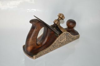 Vintage Brass Infill Plane Decorated With Hand Engraving