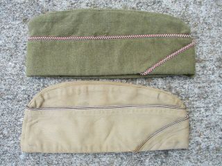 Us Army Wwii Od Wool & Cotton Overseas Caps From 87th Inf Division