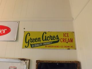 Vintage Green Acres Ice Cream Sign Rare Tv Show Metal Gas Oil Soda Cola