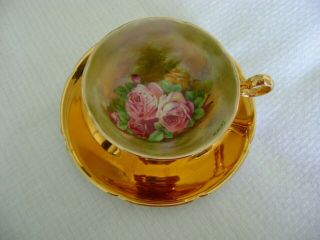 Vintage Royal Winton Hand Painted Pink Roses Cup & Saucer Artist Signed Zkas