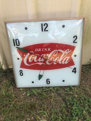 1950s Vintage Coca Cola Fishtail Electric Clock Mfg Pam Clock Co A0183